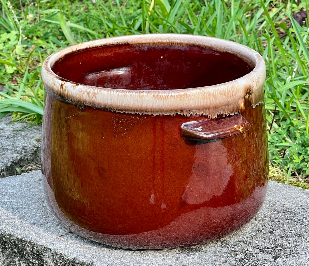 Mccoy Brown Drip Glaze Bean Soup Pot Etsy