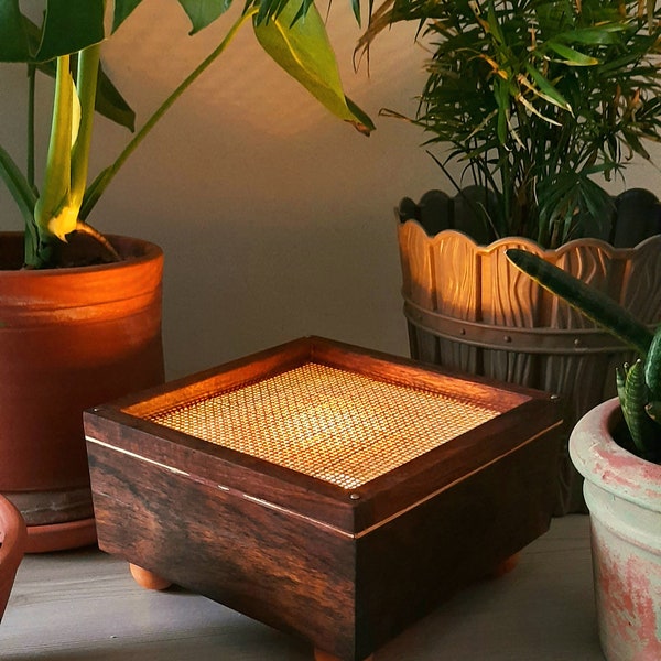 Rattan Walnut Wooden Floor Lamp - Decorative Accent Lamp