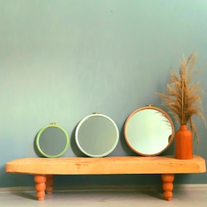 Round Small  Wooden Wall Mirror set of 3 - Family Gift -Tax Included