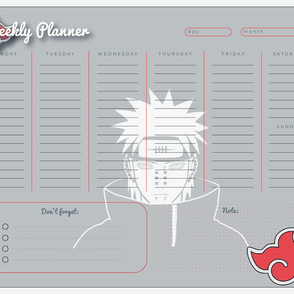 Akatsuki Pain weekly planner