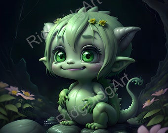 Super Cute Baby Dragon | JPG Instant Download | Scrapbook | Crafting | High Quality | Digital Art | Printable | Wall Art | Kids Room