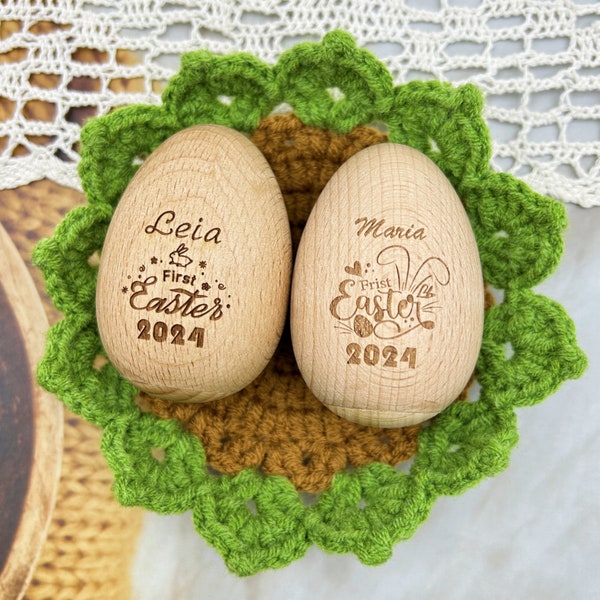 Custom Wooden Egg Shakers-Easter Egg Gift for Kids-Kids Musical wooden Instrument-Baby First Easter Gift-Personalized Birthday Gift for Kids