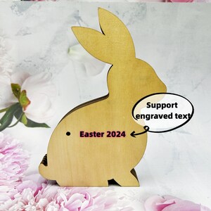HandCarved Wooden Rabbit Ornaments With Lights-3D Laser Cut Wooden Bunny Design-Easter Decor-Wooden Animal Home Decor-Easter Gifts for Kids zdjęcie 10