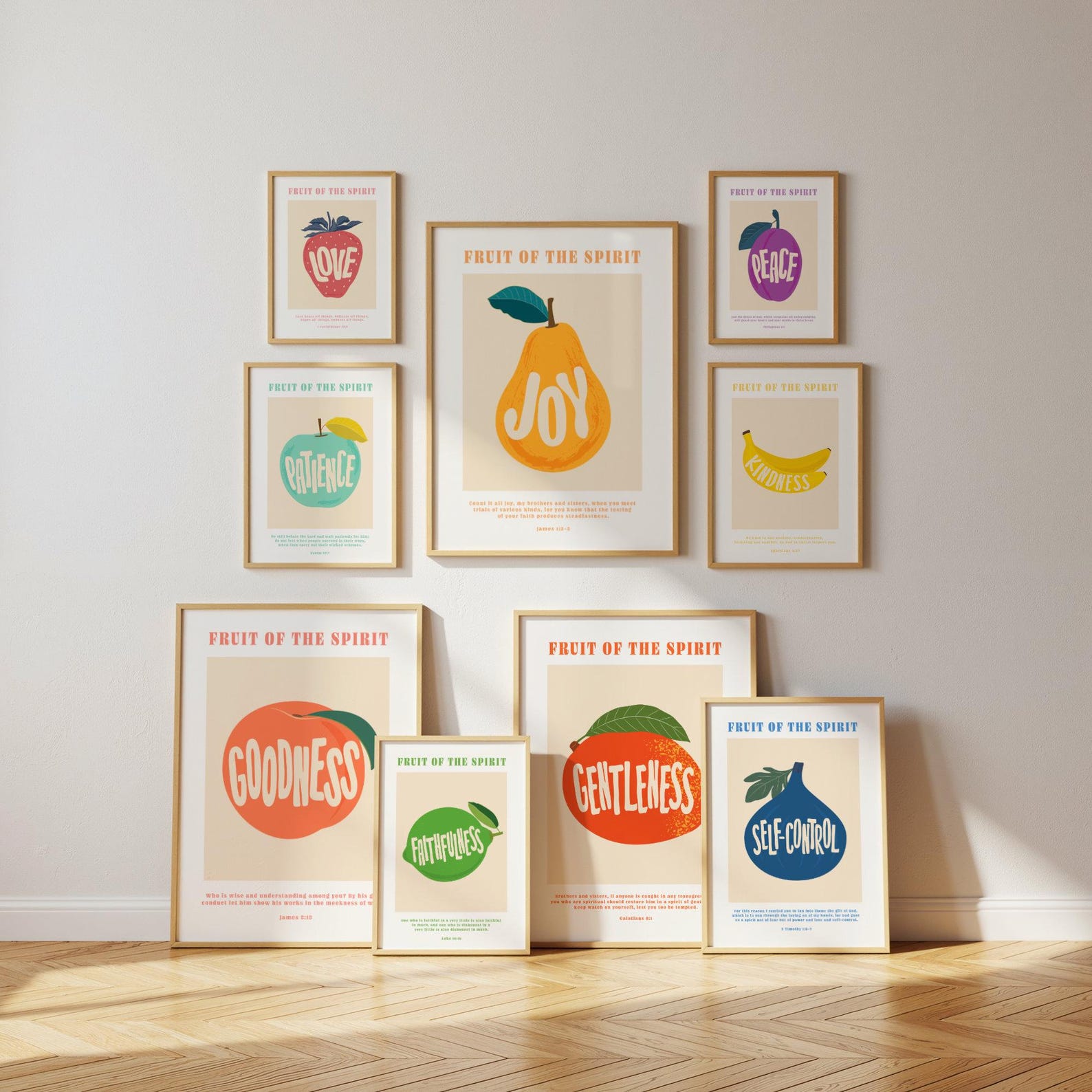 Set of 9 Fruit of the Spirit Printable Art | Galatians 5 | Bible Verse ...