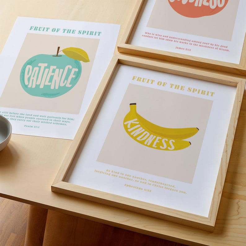 Set of 9 Fruit of the Spirit Printable Art | Galatians 5 | Bible Verse ...