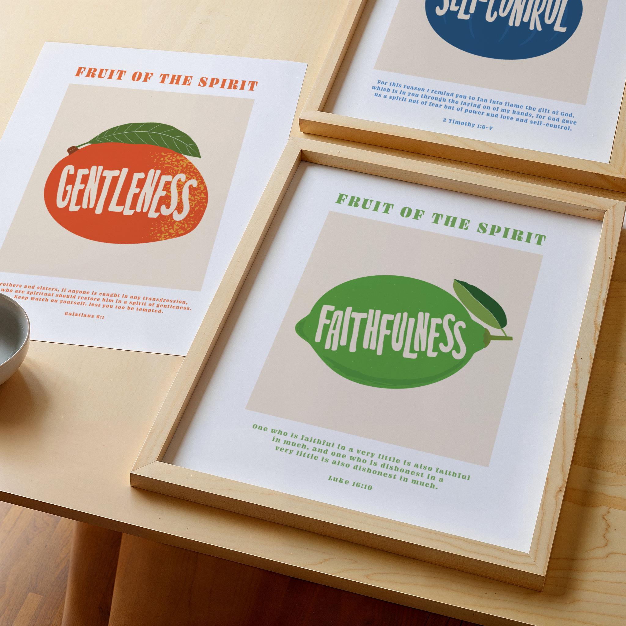 Set of 9 Fruit of the Spirit Printable Art | Galatians 5 | Bible Verse ...