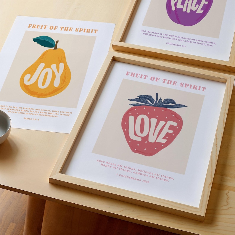 Set of 9 Fruit of the Spirit Printable Art | Galatians 5 | Bible Verse ...