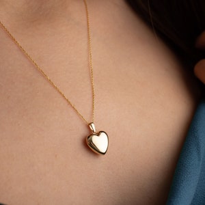 14K Solid Gold Heart Neckace, Real Gold Love Necklace, 14K Real Gold Heart Necklace, Gift For Girlfriend, Gift For Love, Valentines Day Gift