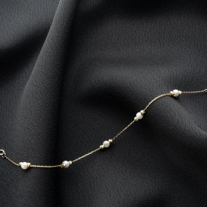 14K Solid Gold Minimalist Freshwater Pearl Bracelets, Real Gold Pearl Bead Bracelets, Dainty Gold Pearl Bracelets, Bridal Bracelet, Her Gift