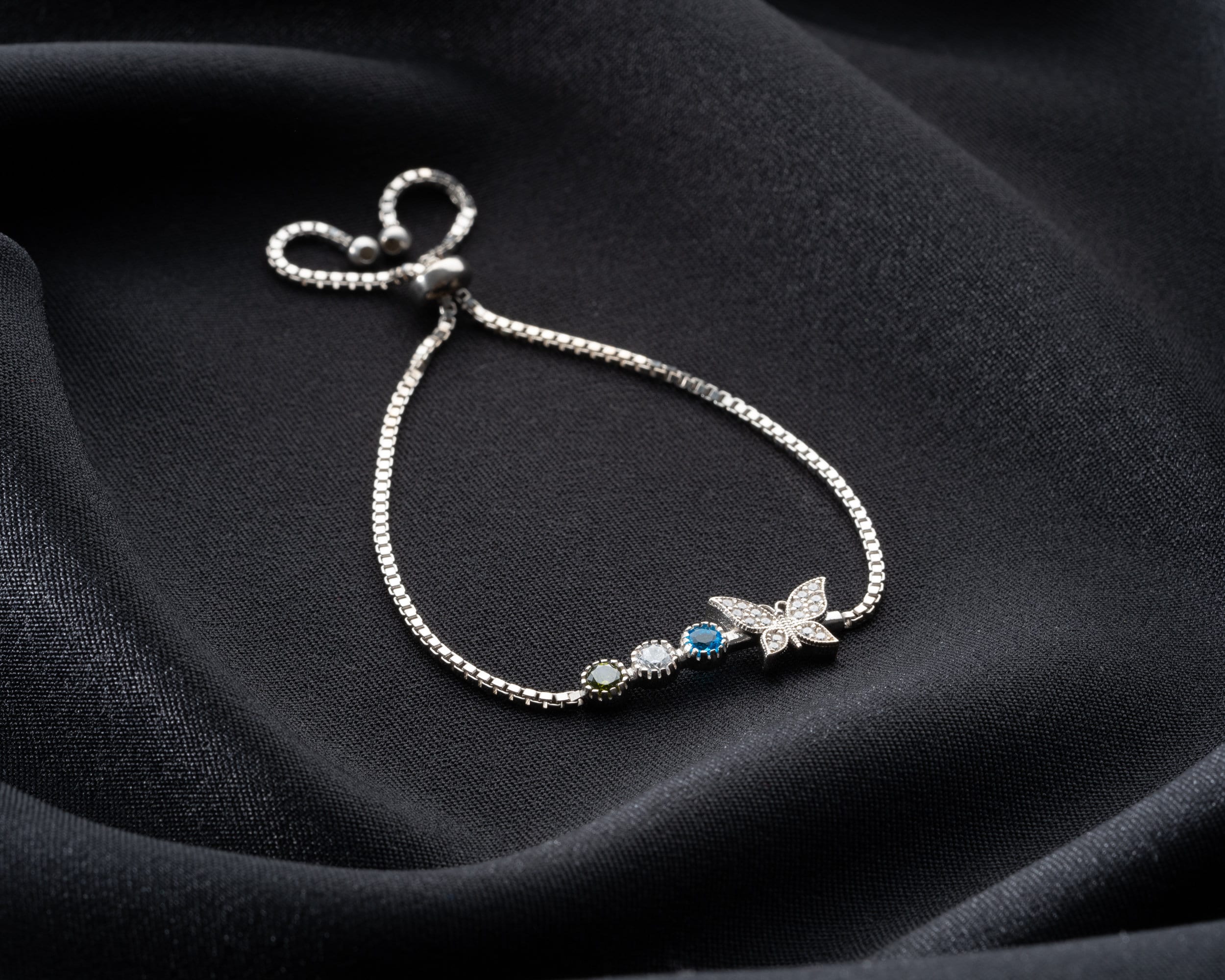 Personalized Butterfly Family Birthstone Bracelet, Family Birthstone Adjustable Bracelet For Mother, Custom Butterfly Bracelet, Gift For Mom