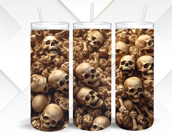 3D Skulls Tumbler Wrap: Halloween Bones Design (Digital Download)2026 Skull Design