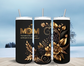 Mother's Day Tumbler Design PNG 2025-Gift For Mom Sublimation Skinny Tumbler 20oz Digital Download Instant-Floral Mom Tumbler-Digital PNG