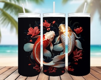 Koi Fish Black Tumbler Design,Digital Download 2025