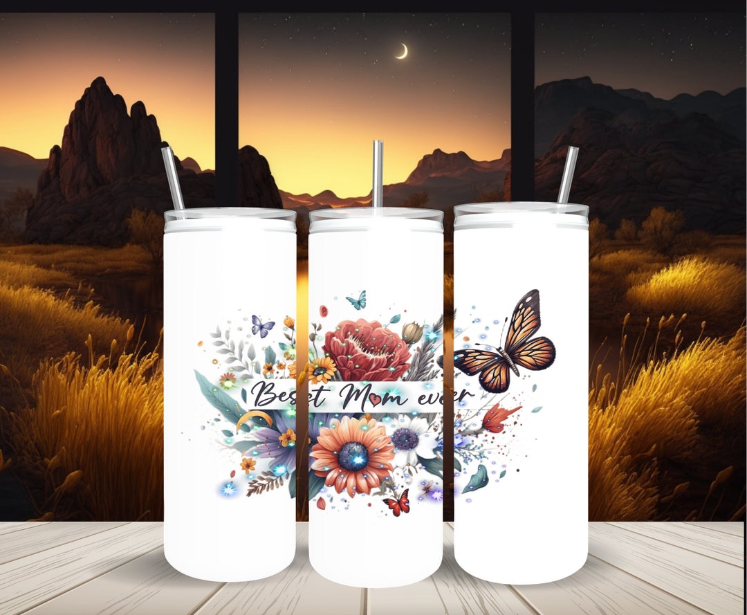 Mother's Day Tumbler Designs Png 2024best Mom Ever Watercolor Florals