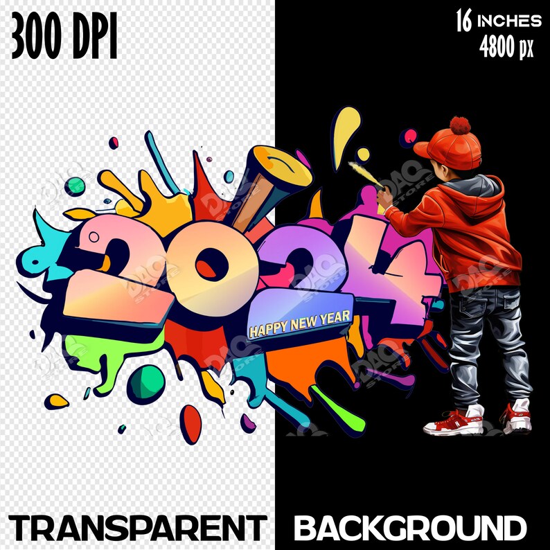 Happy New Year 2024 Graffiti Png Designchristmas 2024 Graffiti Boy