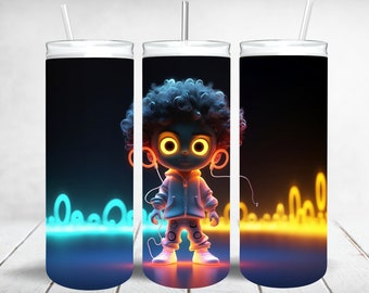 Neon Kids Tumbler Design: 20 oz Skinny Tumbler Wrap (PNG)2026 Black Tumbler Design