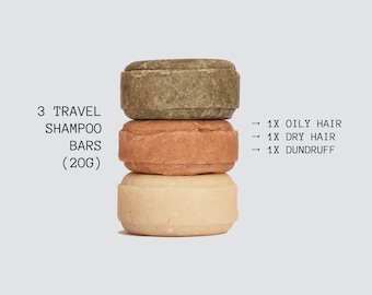 3 Mini-Shampoo Bars Bundle  | Zero Waste Cosmetics | All Natural | Solid Shampoo