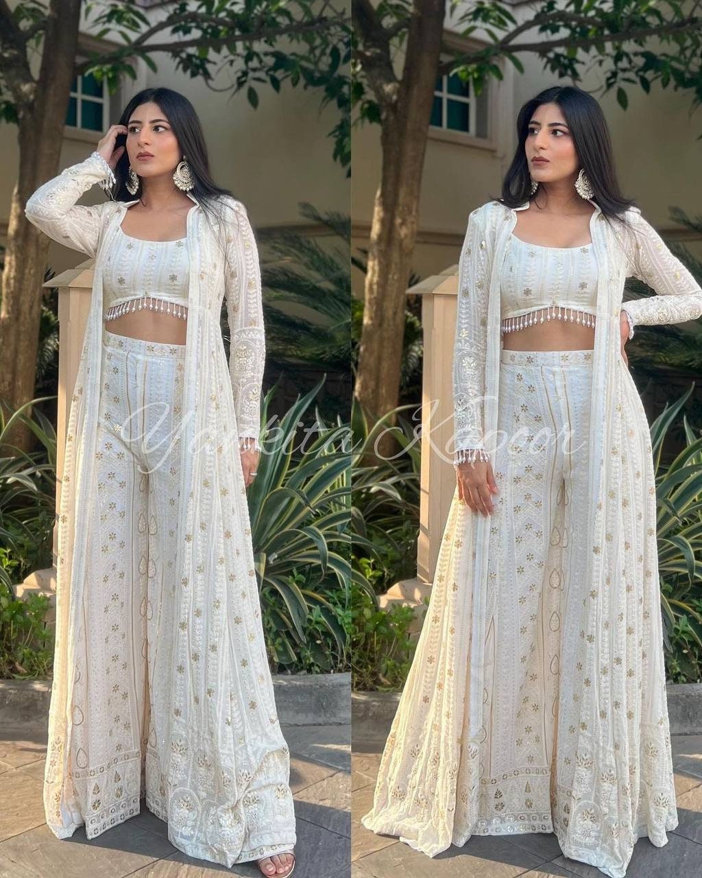 crop top with sharara set