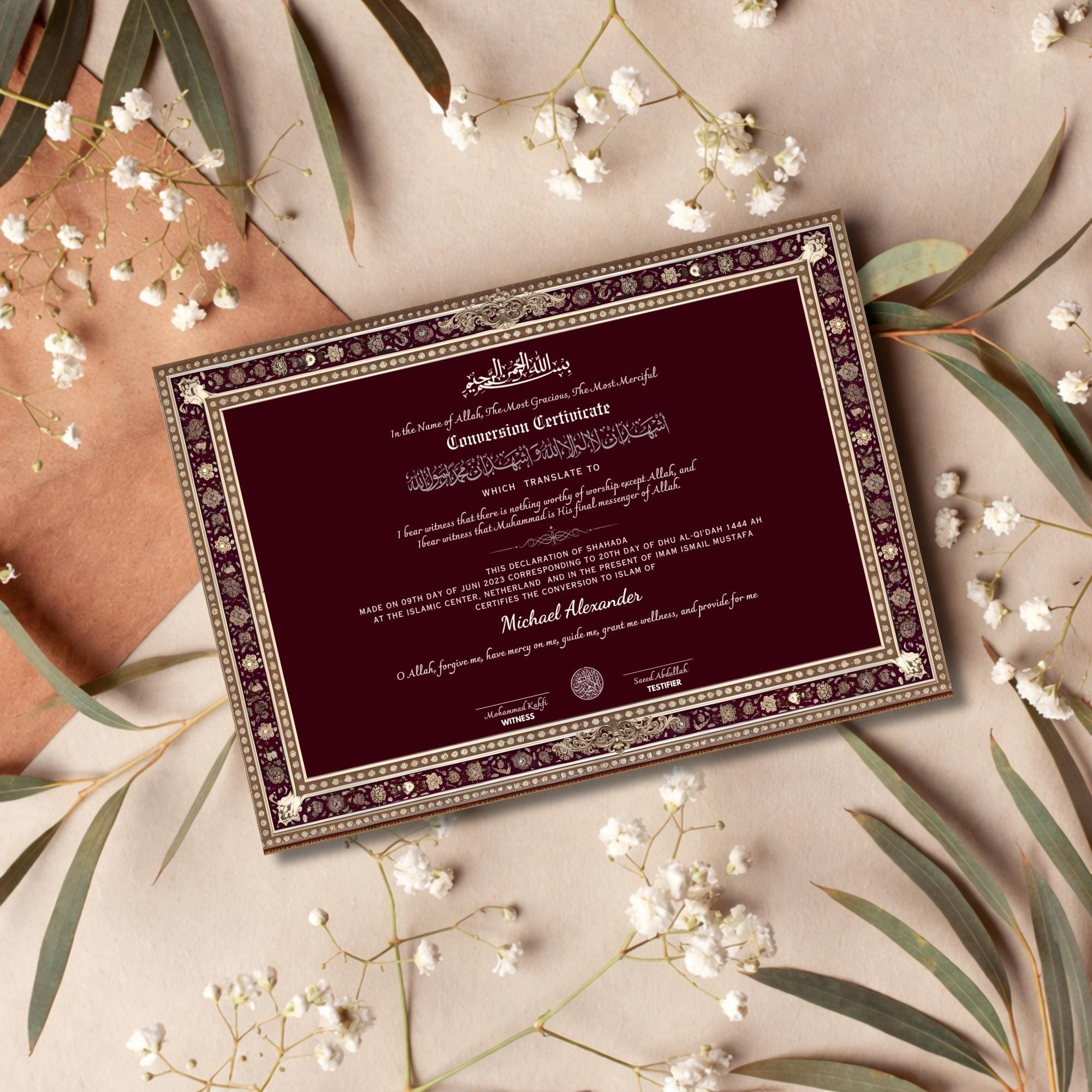 Islamic Conversion Certificate.pdf Shahada Certificate Printable | Islamic Conversion Certificate ...