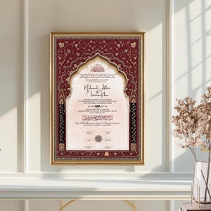 Luxury Nikkah Contract Digital Islamic Marriage Certificate Template Nikkah Certificate Template Floral Nikkah Certificate NikahNama Digital