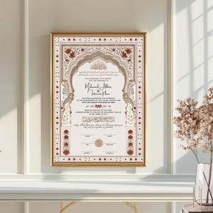 Digital Nikkah Contract Template: Islamic Marriage Certificate (A3/A4 Canva Editable PDF Download)
