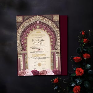 Contrato Nikkah digital Plantilla de certificado Nikkah islámico Plantilla de letrero de boda islámica Certificado de boda islámico Nombre Nikkah islámico