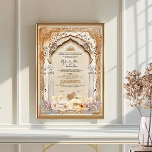 Luxury Nikkah Contract Digital, Islamic Nikkah Certificate, Muslim Wedding Certificate, Nikahnama Certificate Template, Nikah Zertifikat PDF