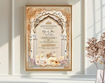 Luxury Nikkah Contract Template: Elegant Islamic Wedding Certificate (Digital Download)