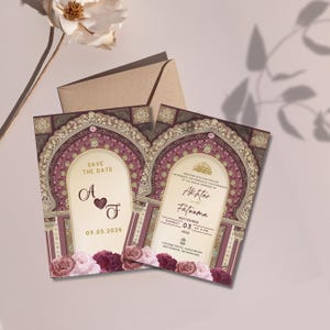 Convite Nikkah Digital, Convite de Casamento Islâmico Editável, Convite de Casamento Muçulmano