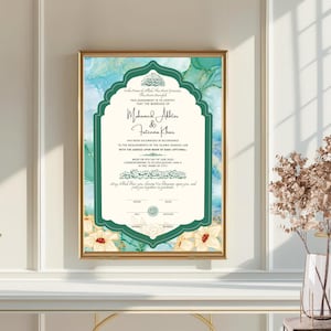 Luxury Nikkah Certificate Template, Islamic Marriage Certificate, Muslim Wedding Certificate, Islamic Nikkah Contract, Nikahnama Certificate