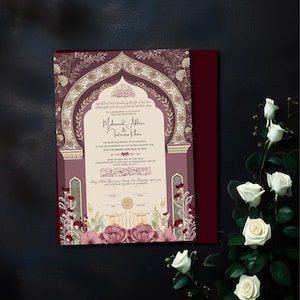 Islamische Heiratsurkunde Digital, Muslimische Hochzeitsurkunde, Islamischer Nikkah Vertrag, Nikahnama Urkundenvorlage, Nikkah Nama