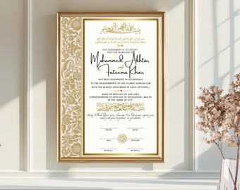 Editable Nikkah Certificate Template: Islamic Marriage Contract (Digital Download, A3/A4 Canva Template)