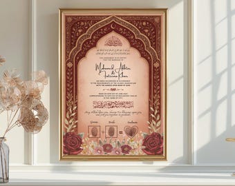 Islamic Nikkah Certificate Template: Muslim Wedding Contract (Digital Download)