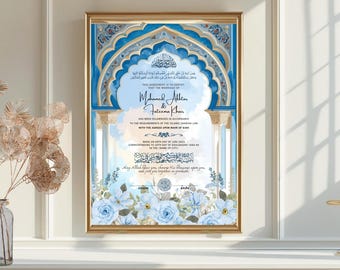 Editable Islamic Marriage Certificate Template: Nikah Nama Canva (Digital Download A3/A4)