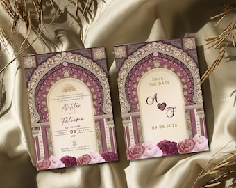 Nikkah Invitation Digital, Editable Islamic Wedding Invite, Muslim Marriage Invitation