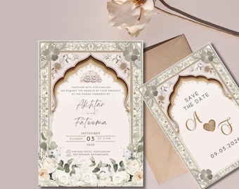 Nikkah Invitation Template | Islamic Wedding Card (Digital Download Canva Template 5x7 in )