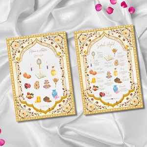 Sofreh Aghd Wedding Program Template: Persian Ceremony Keepsake (Digital Download, 5x7 in Canva Edit)