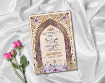 Certificato Nikkah Gold Download digitale: Contratto di matrimonio islamico (regalo di nozze musulmano)