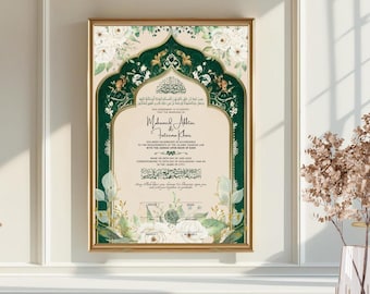 Luxury Nikkah Nama Contract: Personalized Islamic Wedding Certificate (Digital Template A3/A4)