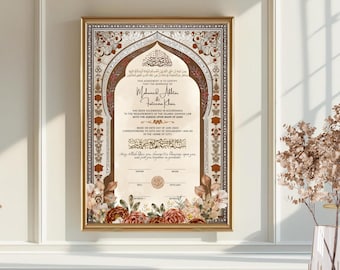 Luxury Nikkah Certificate Template: Islamic Wedding Contract (A3 PDF Digital Download)