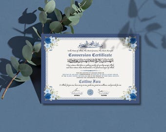 Personalized Muslim Revert Certificate - Islamic Conversion Keepsake Shahada Certificate Digital