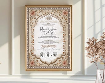 Editable Nikkah Certificate Template: Islamic Wedding Contract (Digital Download, A3/A4 Size)