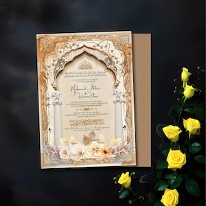 Contrato Nikkah de lujo digital, Certificado Nikkah islámico, Certificado de boda musulmán, Plantilla de certificado Nikahnama, Nikah Zertifikat PDF