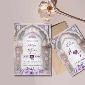 Plantilla de invitación Nikkah de lujo, tarjeta de invitación de boda islámica, invitación digital de boda musulmana, invitación Walima, invitación Valima