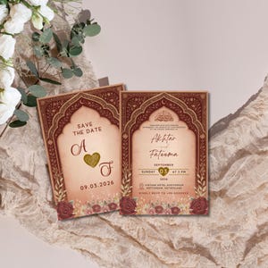 Modèle d'Invitations Nikkah de luxe, faire-part de mariage musulman numérique, faire-part de mariage islamique à télécharger, cartes d'invitation Mehndi