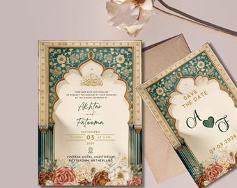 Luxury Nikkah Invitation Template: Islamic Muslim Wedding (Canva Editable, Digital Download 5x7 in