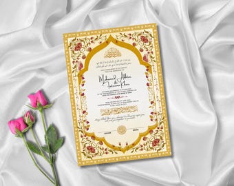 Luxury Nikkah Certificate: Islamic Marriage Contract (Muslim Wedding Gift Digital)