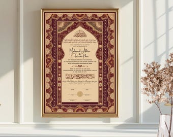 Digital Islamic Nikkah Contract Template: Editable Canva Design (A3/A4 PDF Download