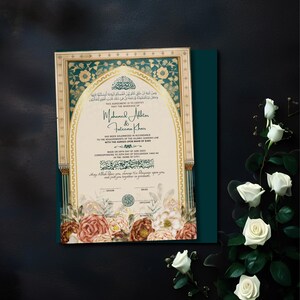 Luxus Nikkah Vertrag Digitale Islamische Religiöse Heiratsurkunde Nikkah Zertifikat Vorlagen Nikahnama Zertifikat Vorlage Nikah Nama