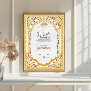 Certificado Nikkah islámico, Dini Nikah Belgesi, Contrato Nikkah islámico, Nikah Nama musulmán, Nikah Vertrag, Nikah Zertifikat PDF, Nikahnama